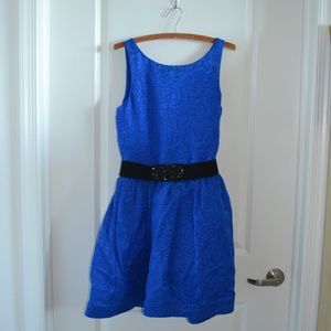 BCBG Blue Sapphire Dress with Embellished Belt